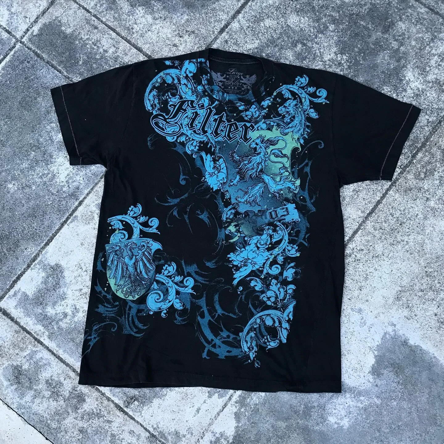 Blaues Blumenmuster T-Shirt Herren Retro American High Street Unisex Rundhals Tops Harajuku Hip-Hop Mode Paar kurze Ärmel