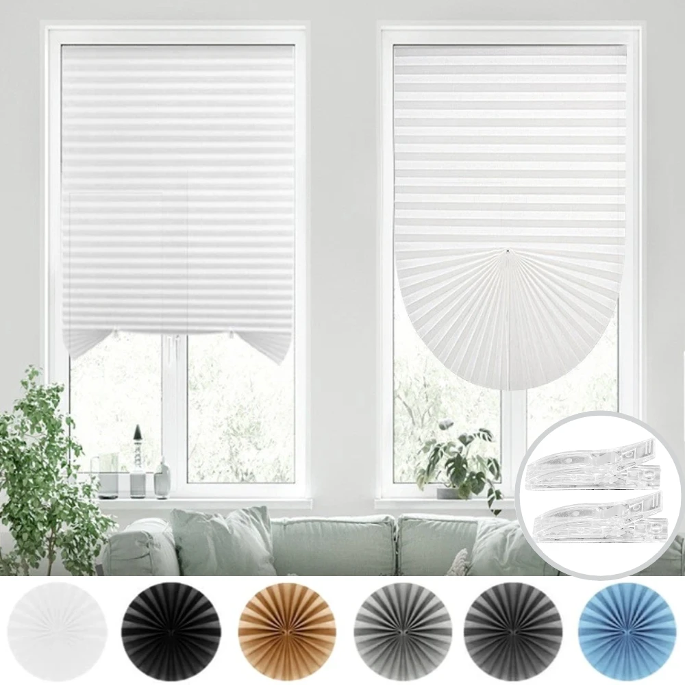 Plissierte Fensterjalousien Temporäre Fensterbeschattung Schnurlose Lichtfilternde Plissierte Papierrollos Raumverdunkelungsrollo für Zuhause und Büro Image