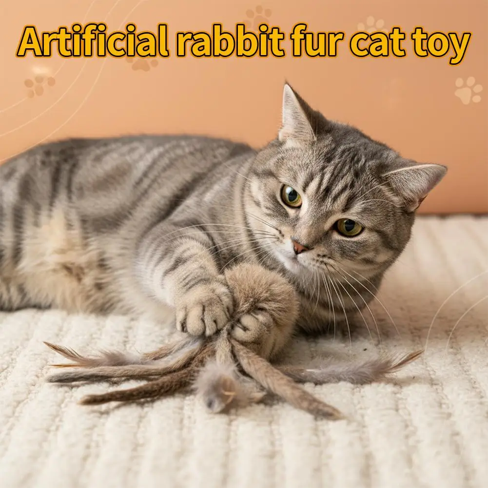 Künstliches Kaninchenfell-Oktopus-Katzenspielzeug mit Silvervine-Katzenminze, interaktives Plüsch-Katzenspielzeug zum Necken und Kauen für Kätzchen Image
