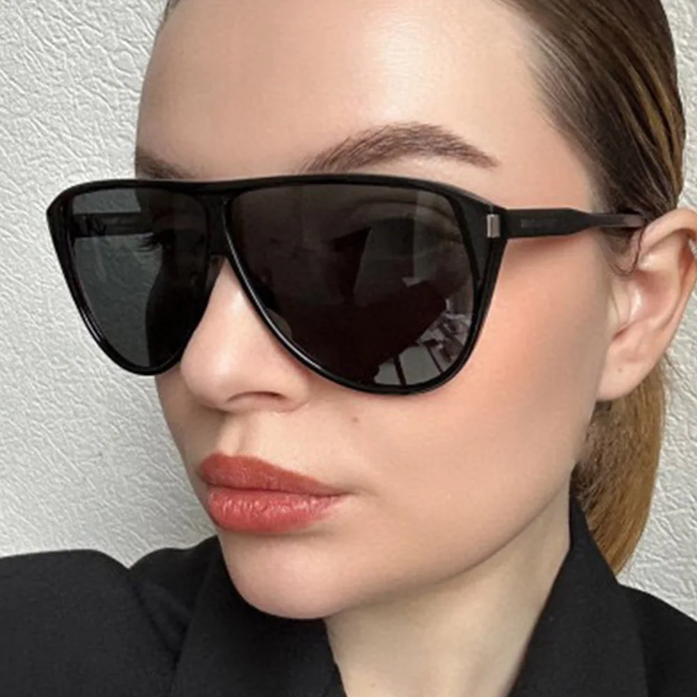 Vintage-Oversize-Sonnenbrille mit ovalem, schwarzem Farbverlauf für Damen, neue modische Nieten-Sonnenbrille für Herren, Hip-Hop-Brille für den Außenbereich, UV400 Image