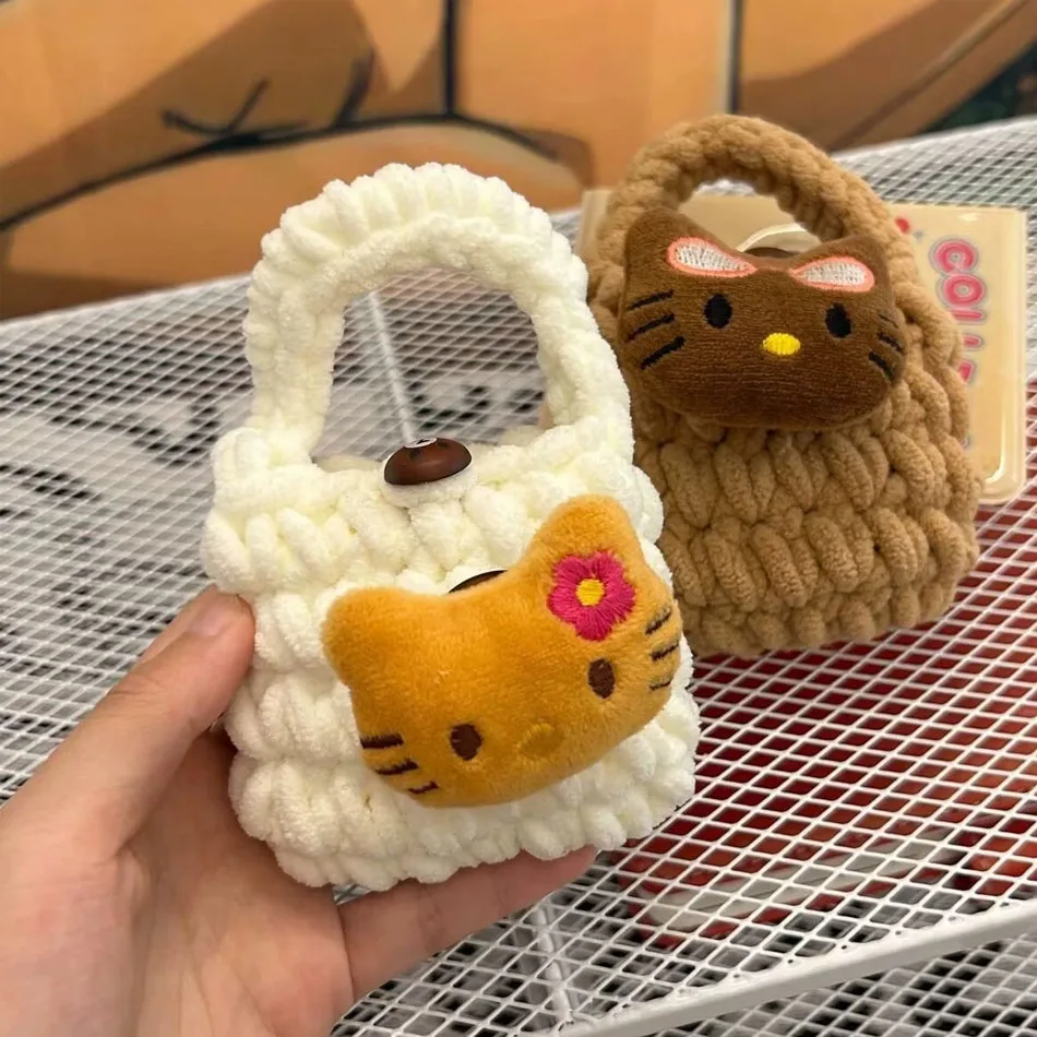 Neue Kawaii Sanrio Hello Kitty Hawaii Black Kitty stoßfeste Kopfhörerhülle, Kopfhörerschutz, Mini-Geldbörse, Geschenk für Mädchen