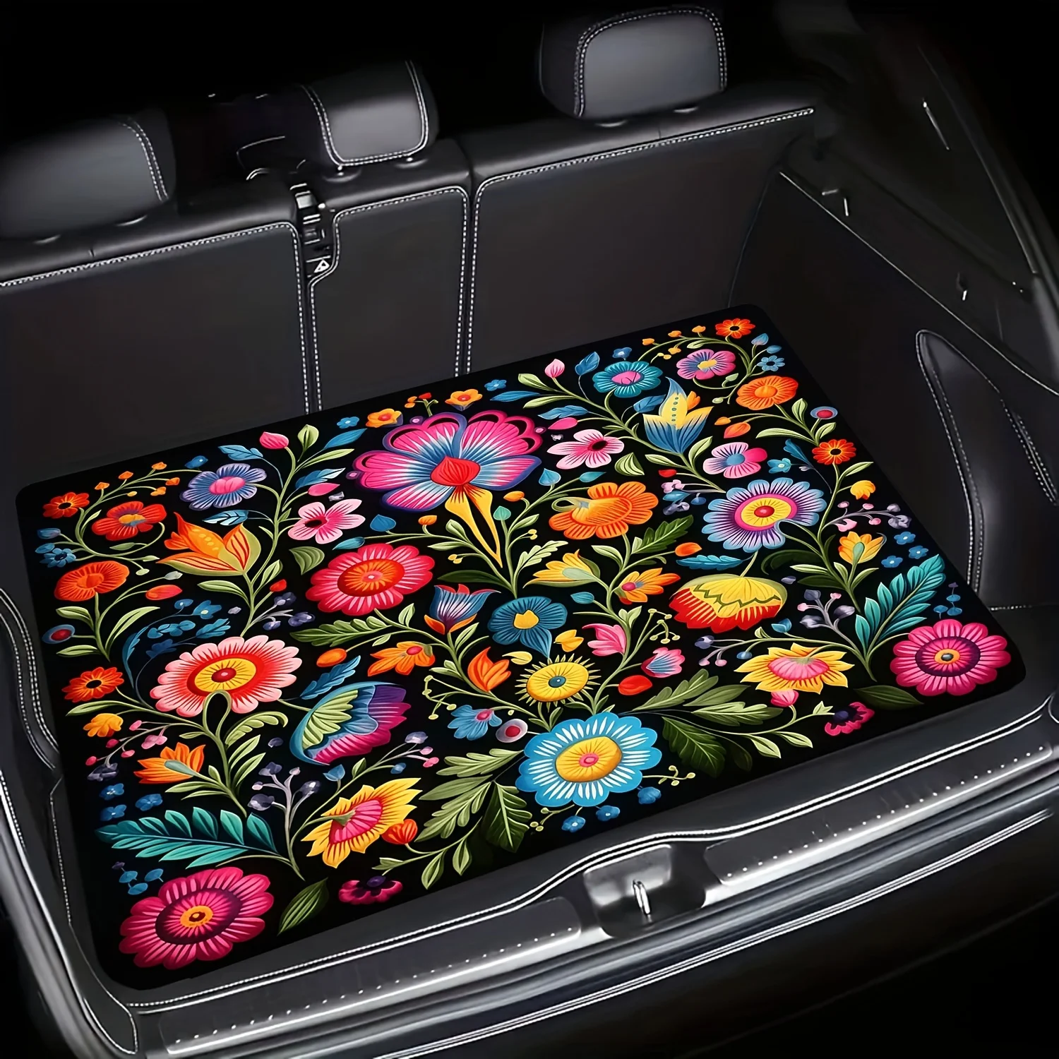 1 Stück dekorative bedruckte Kofferraummatte für das Auto, ein Muss für Reisen, geeignet für mehrere Fahrzeugmodelle, Innendekoration Ihres Autos Image