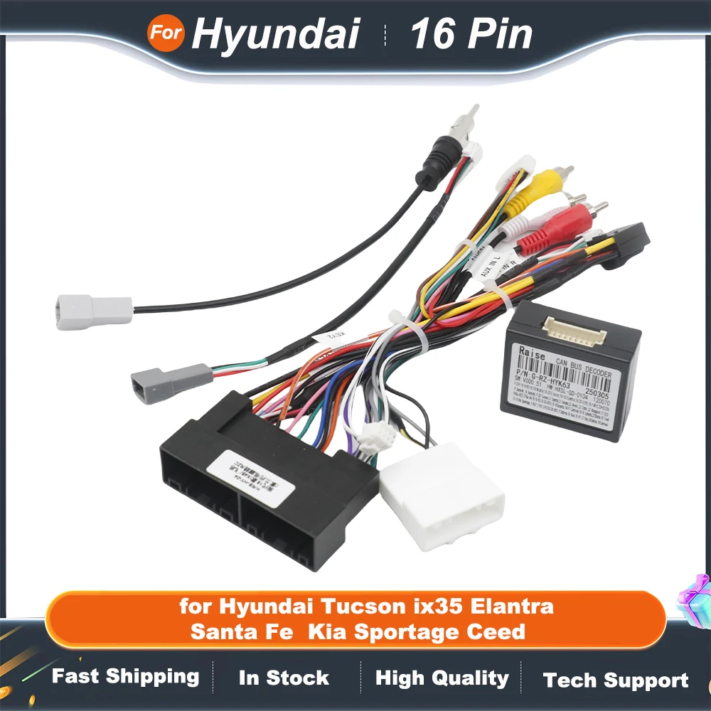 CAN Bus Kabelbaum 16-poliger Stecker Auto-Android-Kabeladapter für Hyundai Tucson ix35 Elantra Santa Fe Kia Sportage Ceed Image