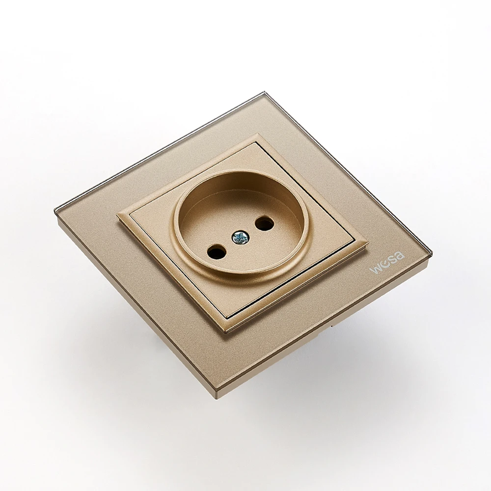 Goldene Kristallglas-Wandsteckdosen, Einbau-Steckdosen, Flammhemmend, AC 250V, EU-Standard, Ohne Erdung Image