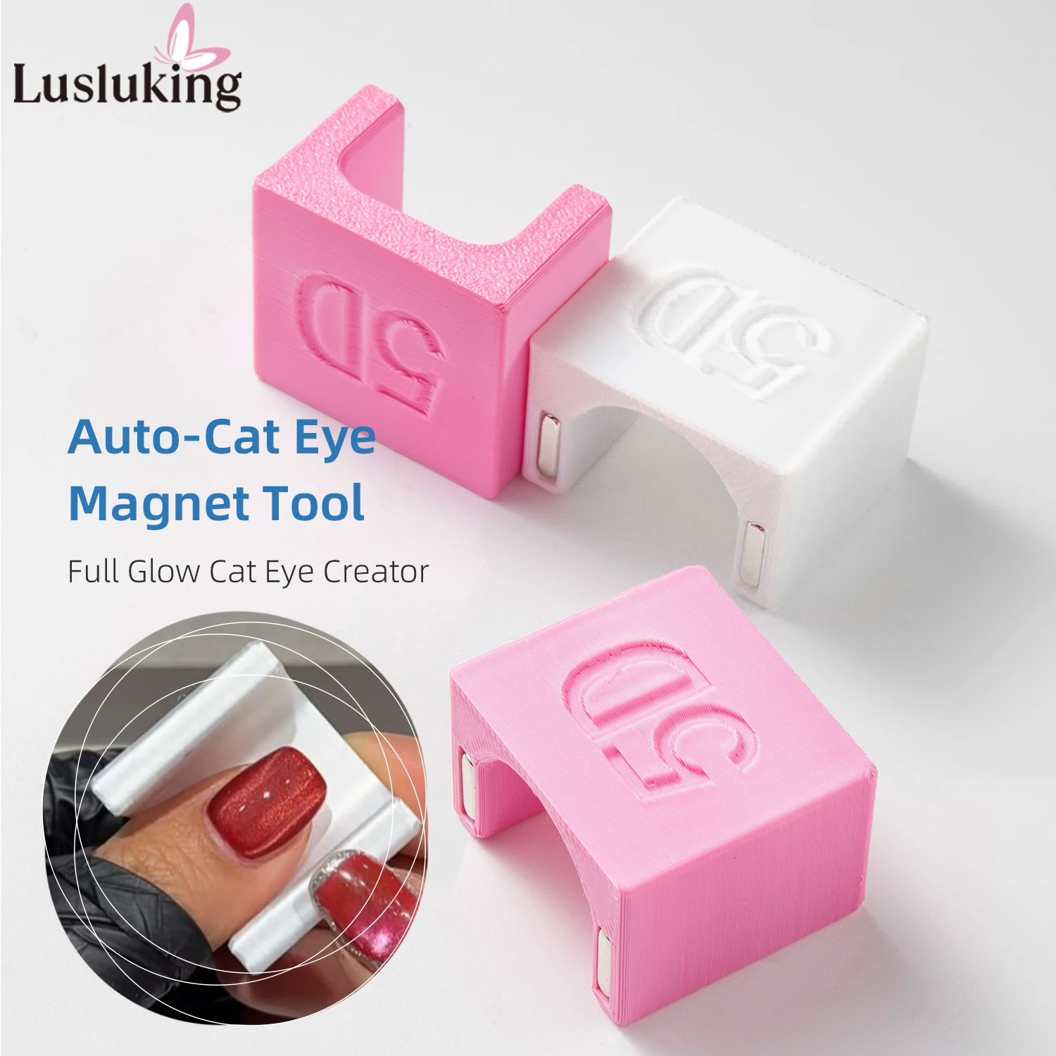 1/2 Stück U-förmiges Nagelkunst-Werkzeug, Cat-Eye-Gel-Lack-Verstärker für French Manicure, automatischer Ganzflächiger Leuchteffekt, DIY-Ständer Image