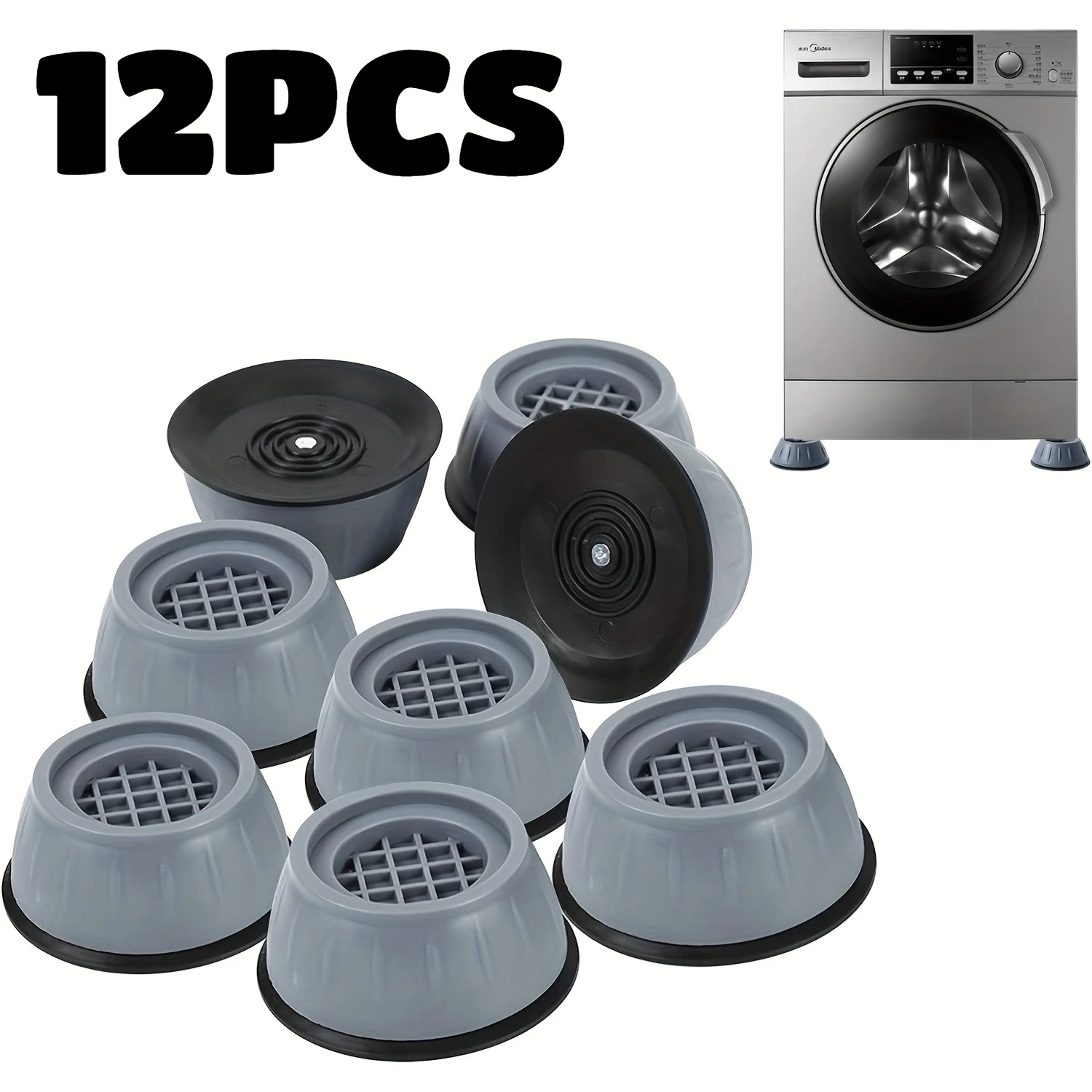 12PCS Anti Vibration Feet Pads Washing Machine Feet Mat Leg Slipstop Silent Skid Raiser Mat for Washing Dryer Machine Furniture