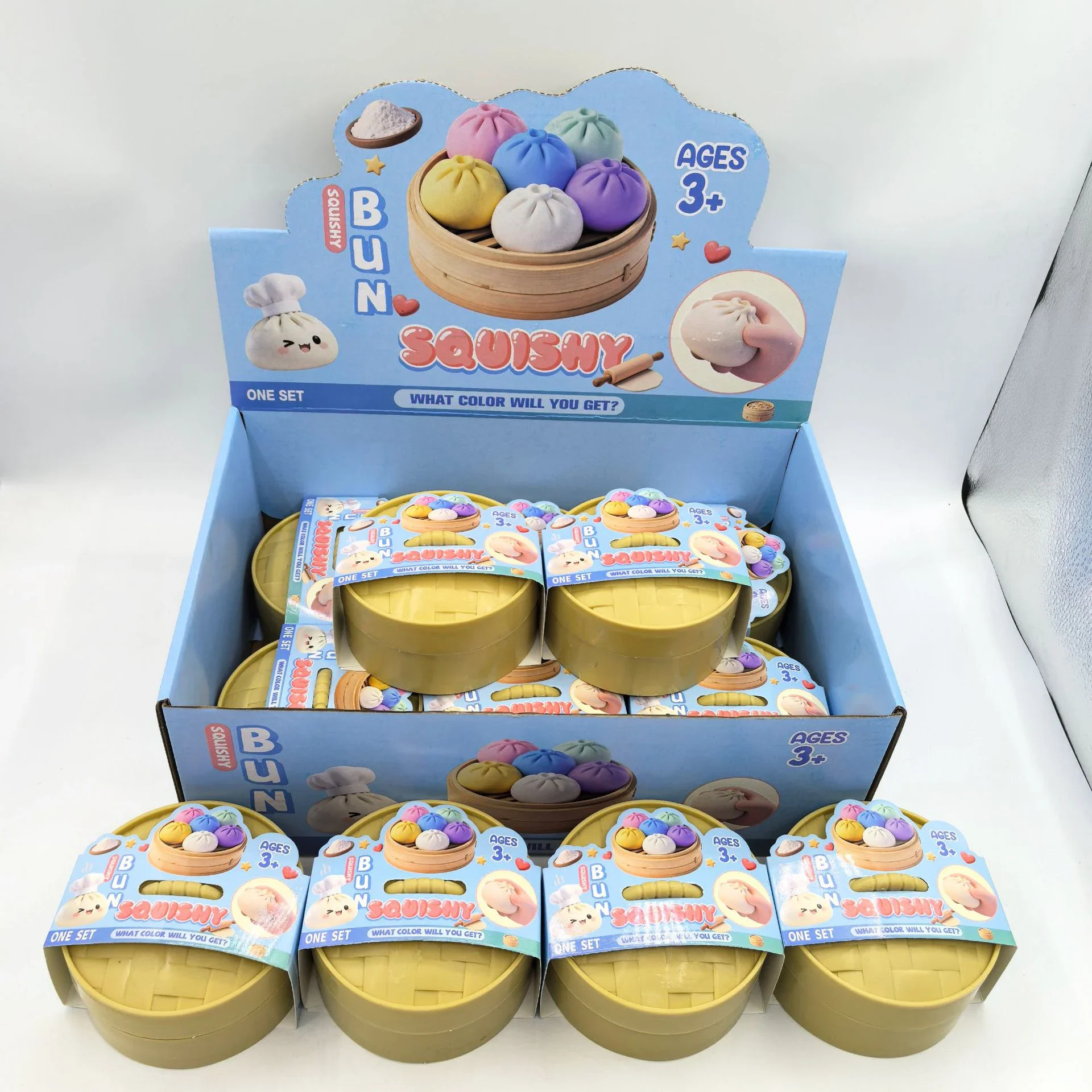 Jouet anti-stress réutilisable en forme de dumpling coloré, à presser pour soulager l