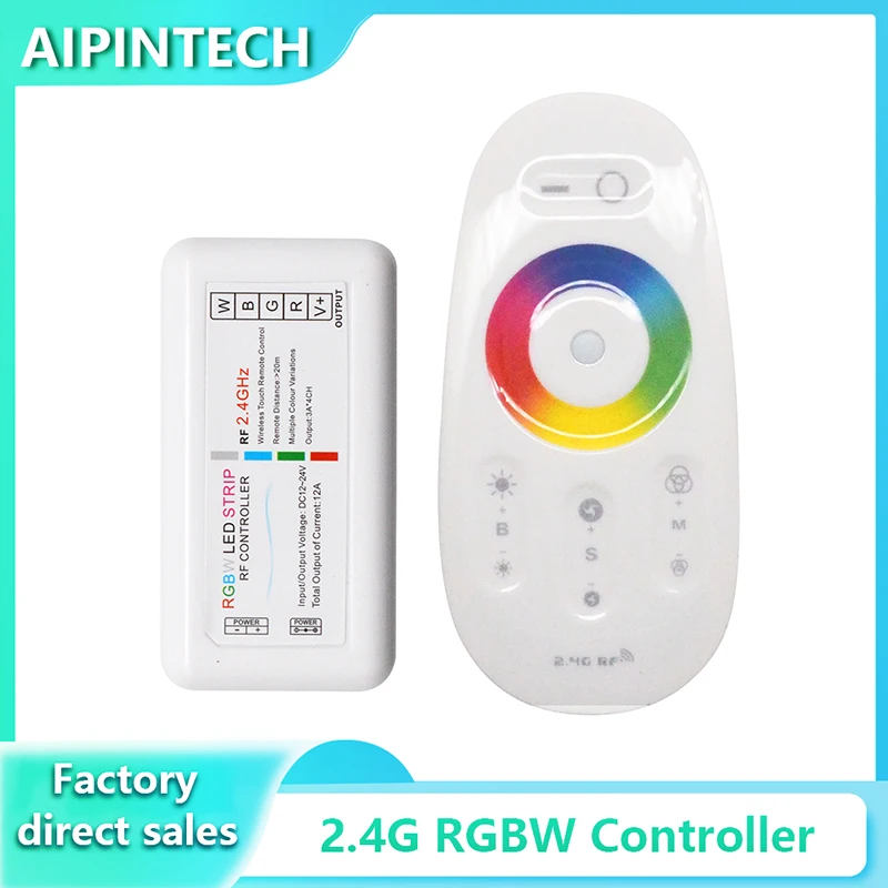 Aipintech 2.4g rf dc12-24v 6a/chanel telecomando wireless led rgbw controllo dimmer led strip light controller a nastro rgbw