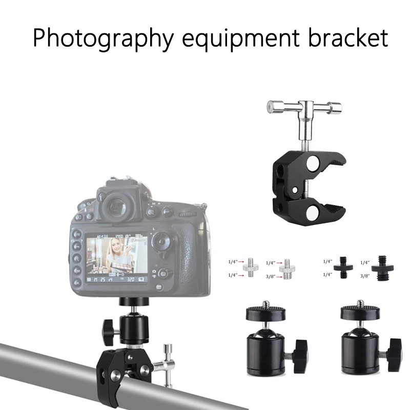 360 ° Feste Halterung für Fotoausrüstung Kameras Projektoren Taschenlampen Lichtstative Stative 1/4 Zoll Schraubzubehör Image