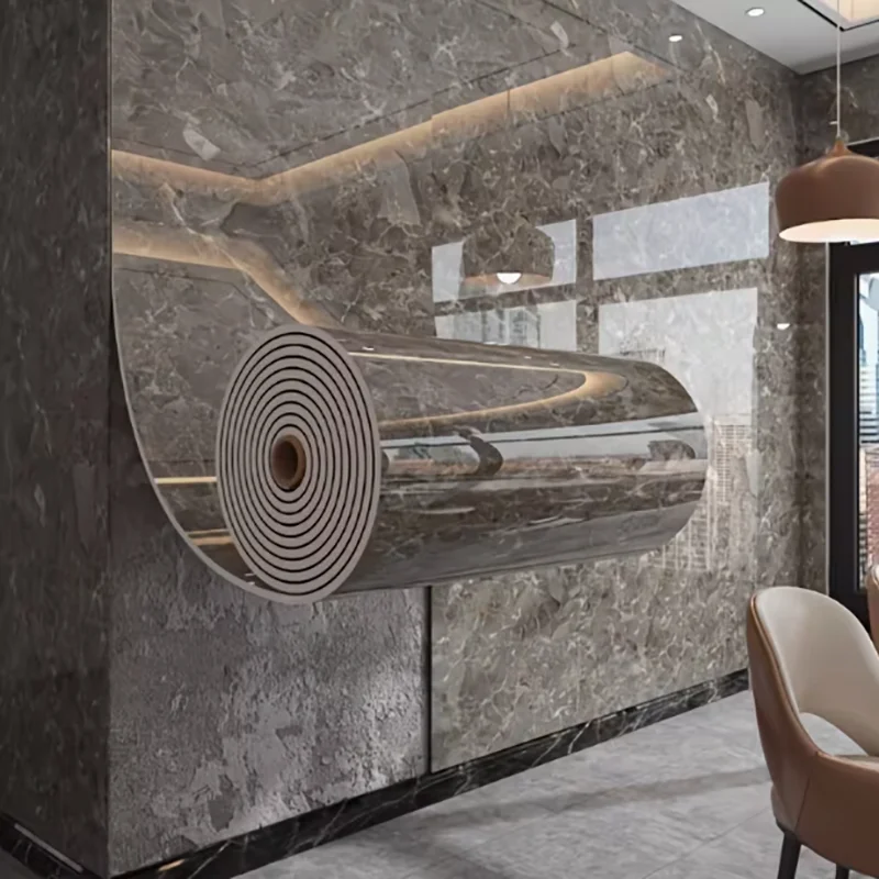 1 Rolle dicke Schaumstoff-Marmor-Tapete, wasserfester und schmutzabweisender selbstklebender Wandaufkleber, geeignet für Schlafzimmer und Wohnzimmer Image