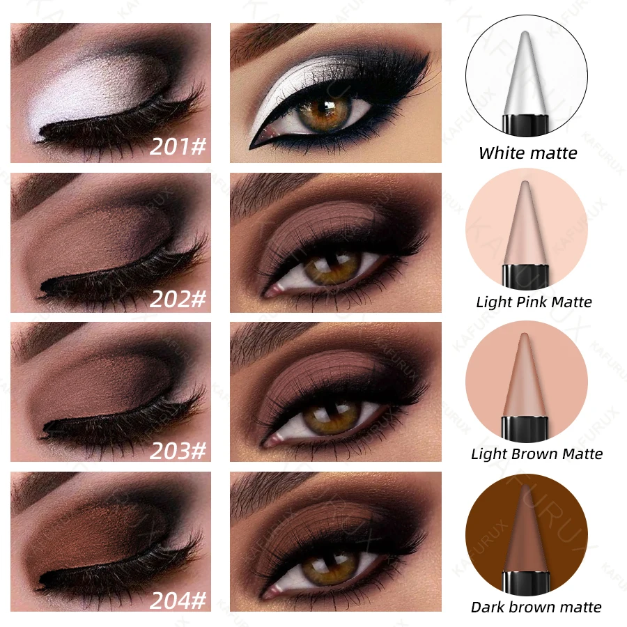 4 Farben Matte Lidschatten-Stifte Wasserfester Nude Augen-Make-up-Stift Geschenke Weiß Rosa Braun Natürliche Augen-Kosmetik Schönheit