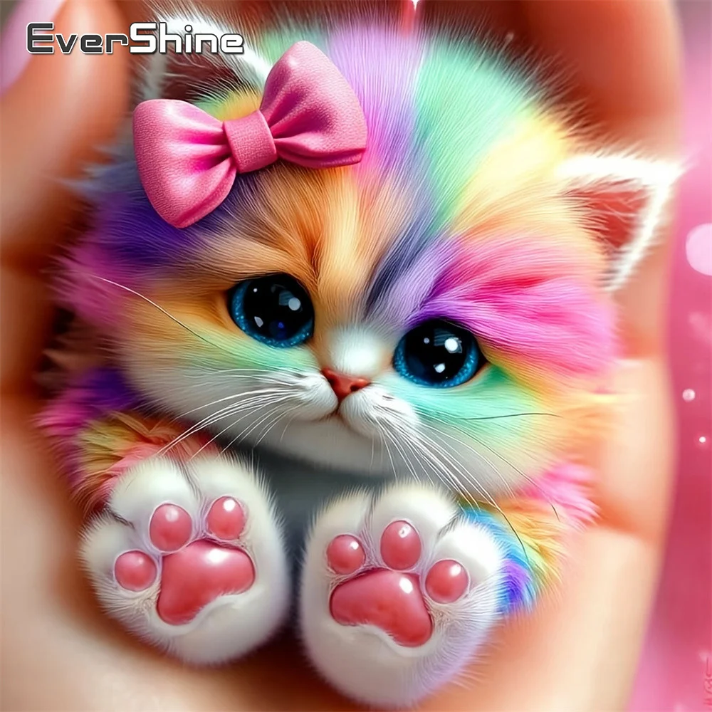 EverShine Diamant-Mosaik, Tier-Mosaik, vollständiges Bohrbild, Katze, geeignet für Anfänger, Bild, Strass-Stickerei-Set, Kinder-Hobby Image