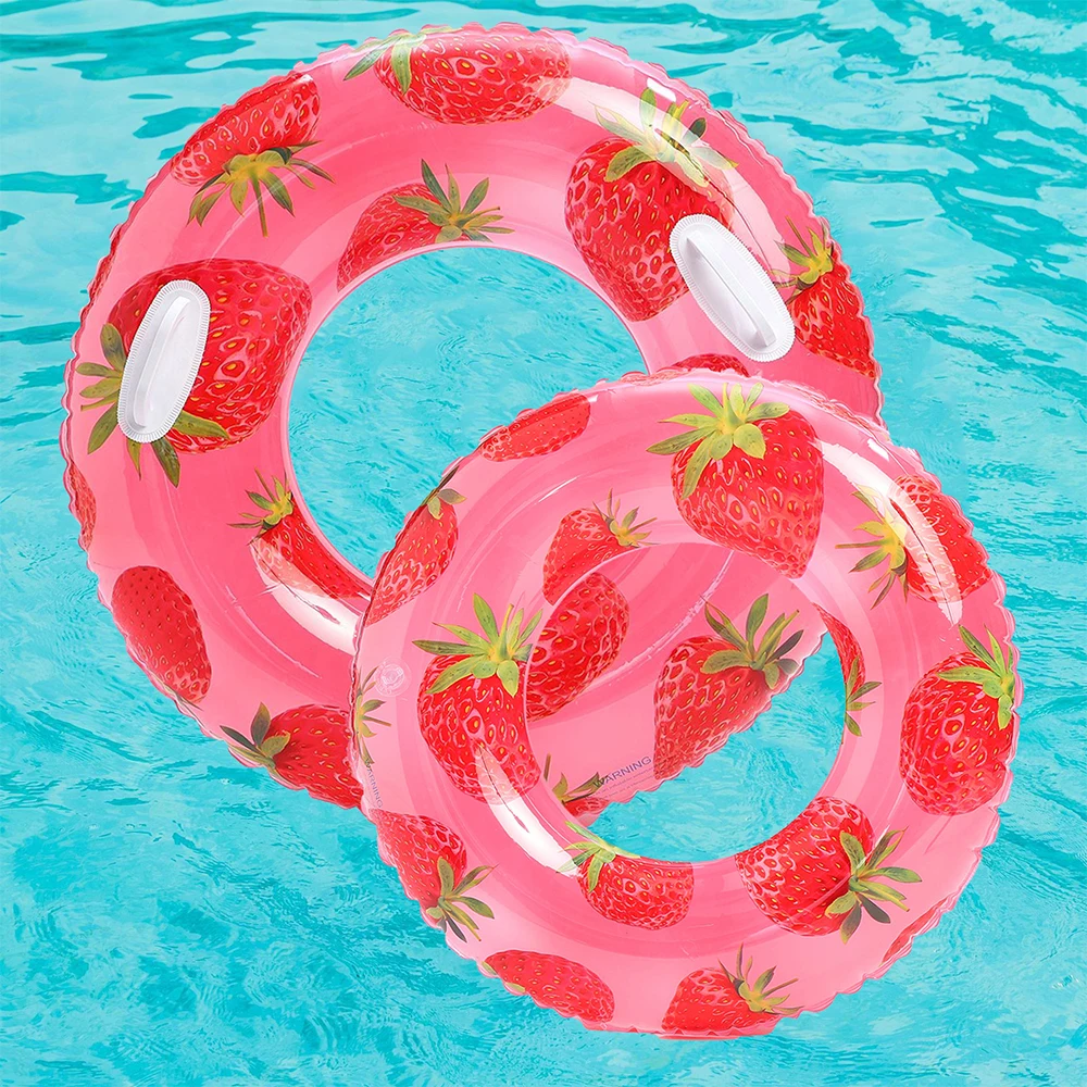 1 Stück Erdbeer-Schwimmreifen, aufblasbarer Pool-Schwimmreifen, Pool-Zubehör, Schwimmring für Erwachsene, Sommer-Wasserspielzeug Image