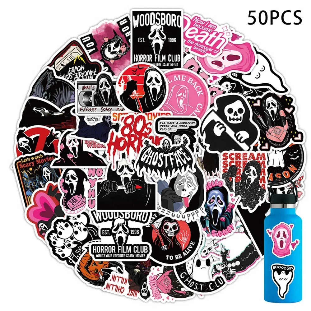 50 Stück süße Death Reaper Graffiti Aufkleber schwarz rosa Gothic Schädel Horror Auto Skateboard Shop Aufkleber Image