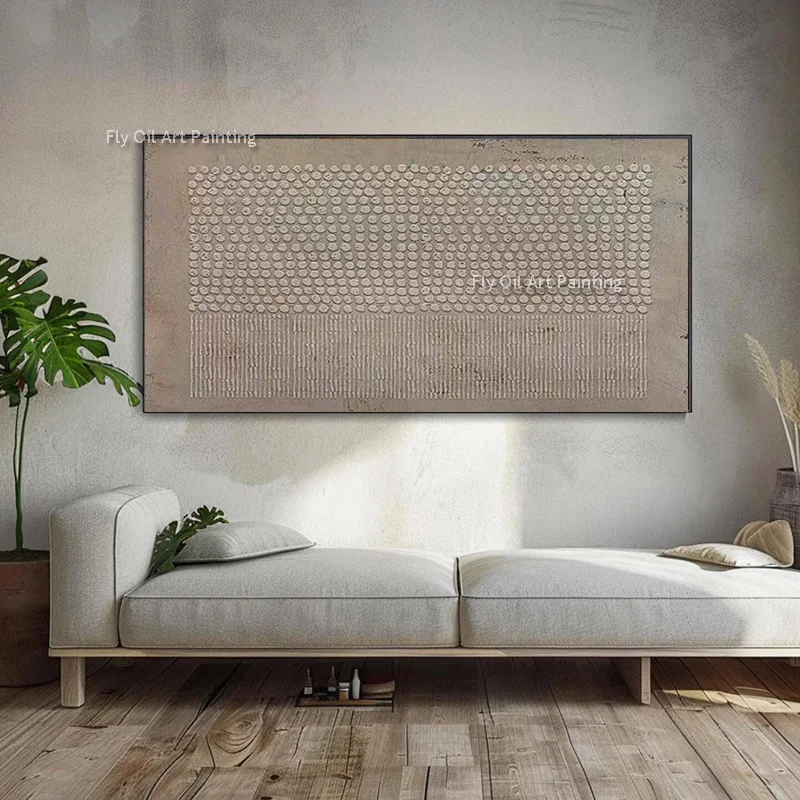 Abstrakte braun-beige Textur, dickes Ölgemälde auf Leinwand, handgefertigt, einfaches Kunstwerk, grün-braune Wandkunst für Wohnzimmer-Dekoration