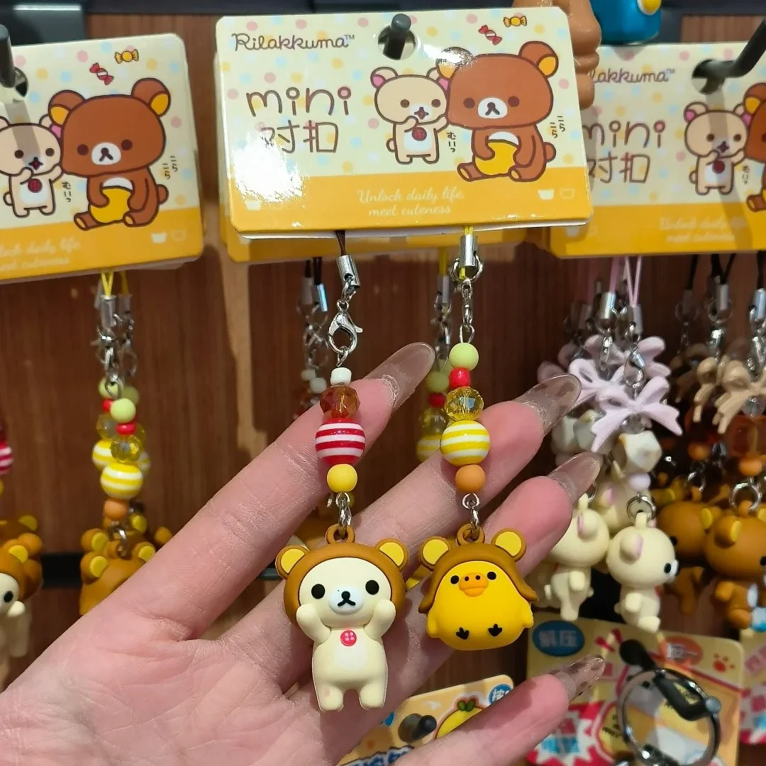 Rilakkuma Mini-Paar-Schlüsselanhänger, San-X-Lizenzprodukt, 2er-Pack, PVC-Zinklegierung-Anhänger für Teenager und Erwachsene, Taschen- und Schlüssel-Deko Image