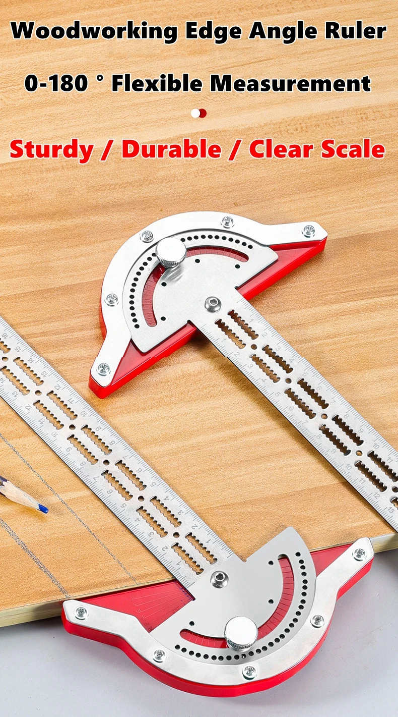 10/15/20 Zoll Winkelmesser Holzbearbeitungslineal Edelstahl Winkelfinder Präzisions-Schreinerlineal Messwerkzeug Image
