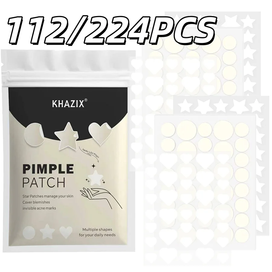 112/224 Stück Hydrokolloid-Akne-Pflaster, Unsichtbare Pickel-Abdeckpflaster, Geeignet für Alle Hauttypen Image