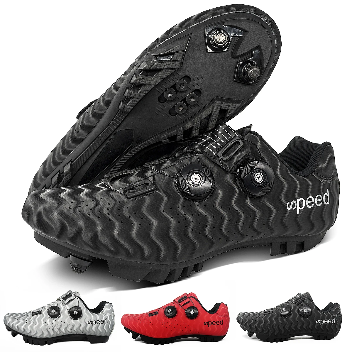 Fahrradschuhe für Herren, kompatibel mit SPD-Lock-Schuhen, Damen-Fahrradschuhe aus PU-Leder, Rennrad-Fahrradschuhe, Outdoor-Mountainbike-Schuhe, MTB-Schuhe