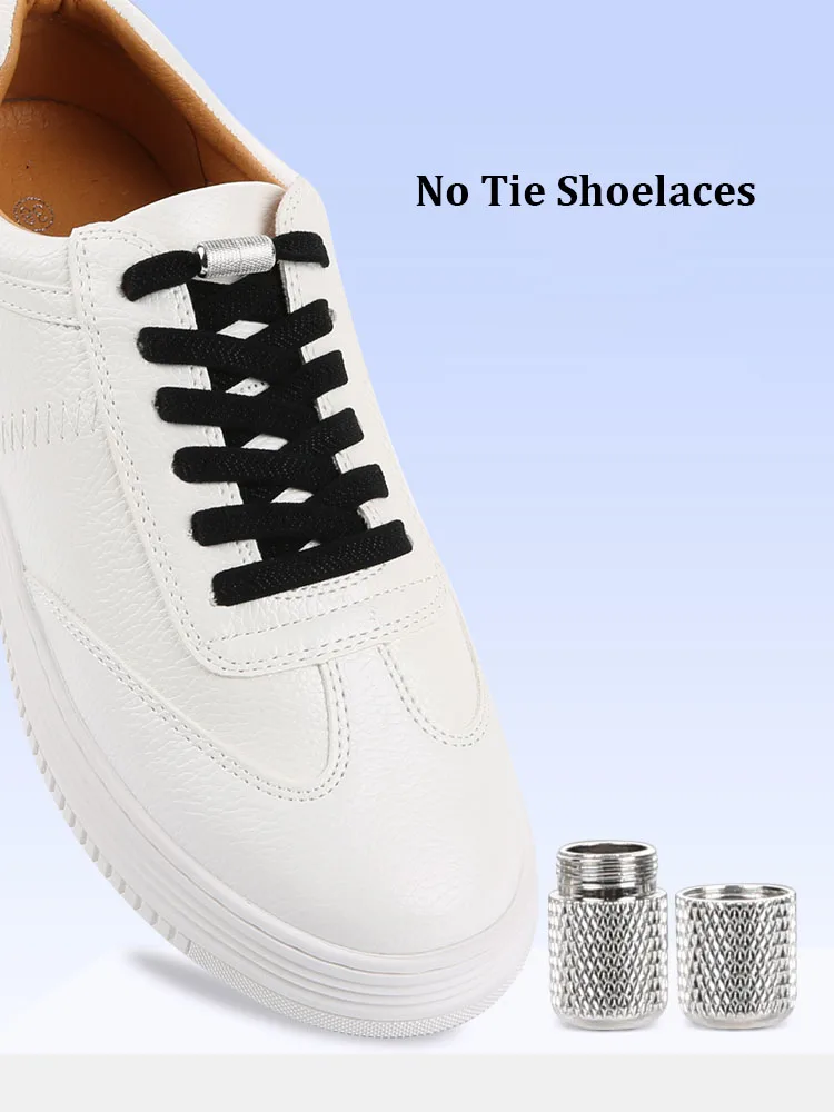Elastische Flache Schnürsenkel für Sneaker Ohne Binden Metall-Blumen-Kapsel-Verschluss Einheitsgröße für Kinder und Erwachsene Image
