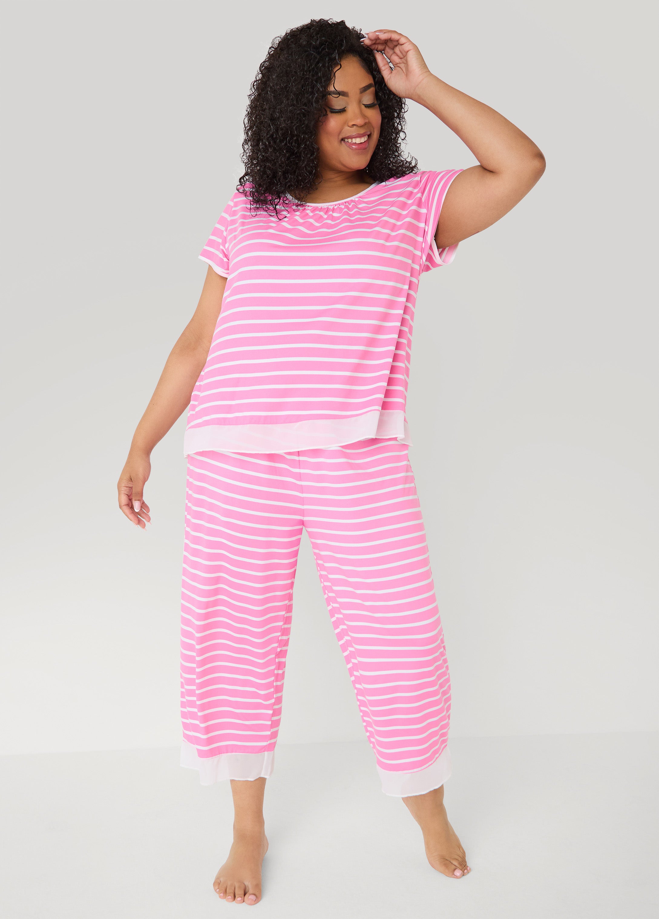 Plus Size Ellen Tracy Striped PJ Capris Set