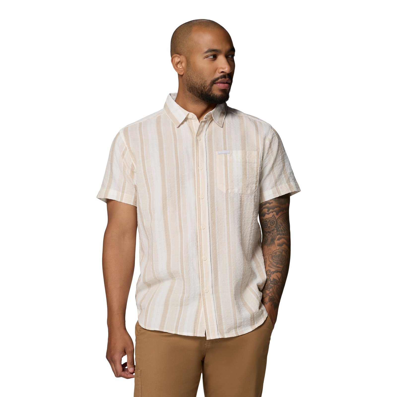 Columbia Men's Rapid Rivers Novelty Short-Sleeve Shirt (Size XL) Sea Salt, Cotton