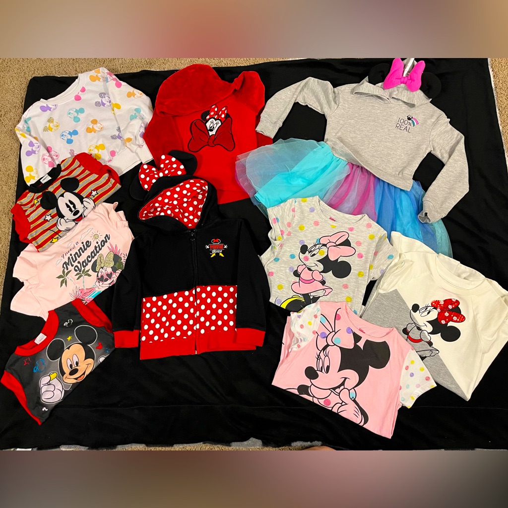 Disney Shirts & Tops | Disney Mickey And Minnie Mouse Clothing Bundle | Color: Gray/Red | Size: 4-8