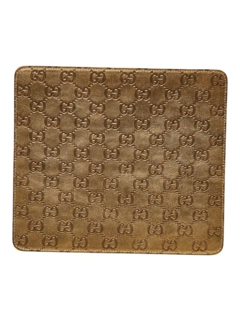 Gucci Accents | Guccissima Gg Logo Mouse Pad Computer Pc Interior | Color: Gold | Size: Os