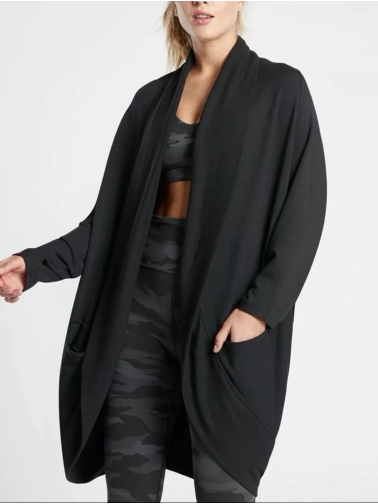 Athleta Sweaters | Athleta Ethereal Cocoon Wrap Size Xxs/Xs Black Nwt | Color: Black | Size: Xxs/ Xs