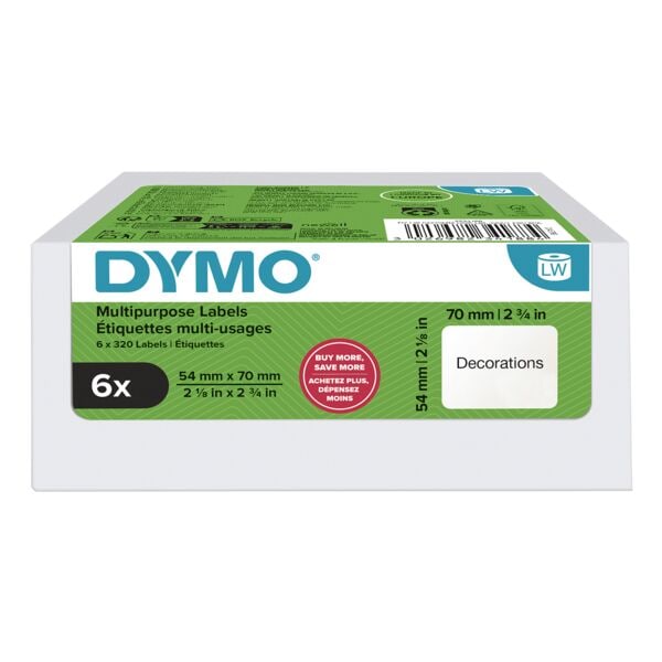 Dymo Dymo LW-Etiketten, 6 x S0722440 (99015) 70 x 54 mm weiß Image