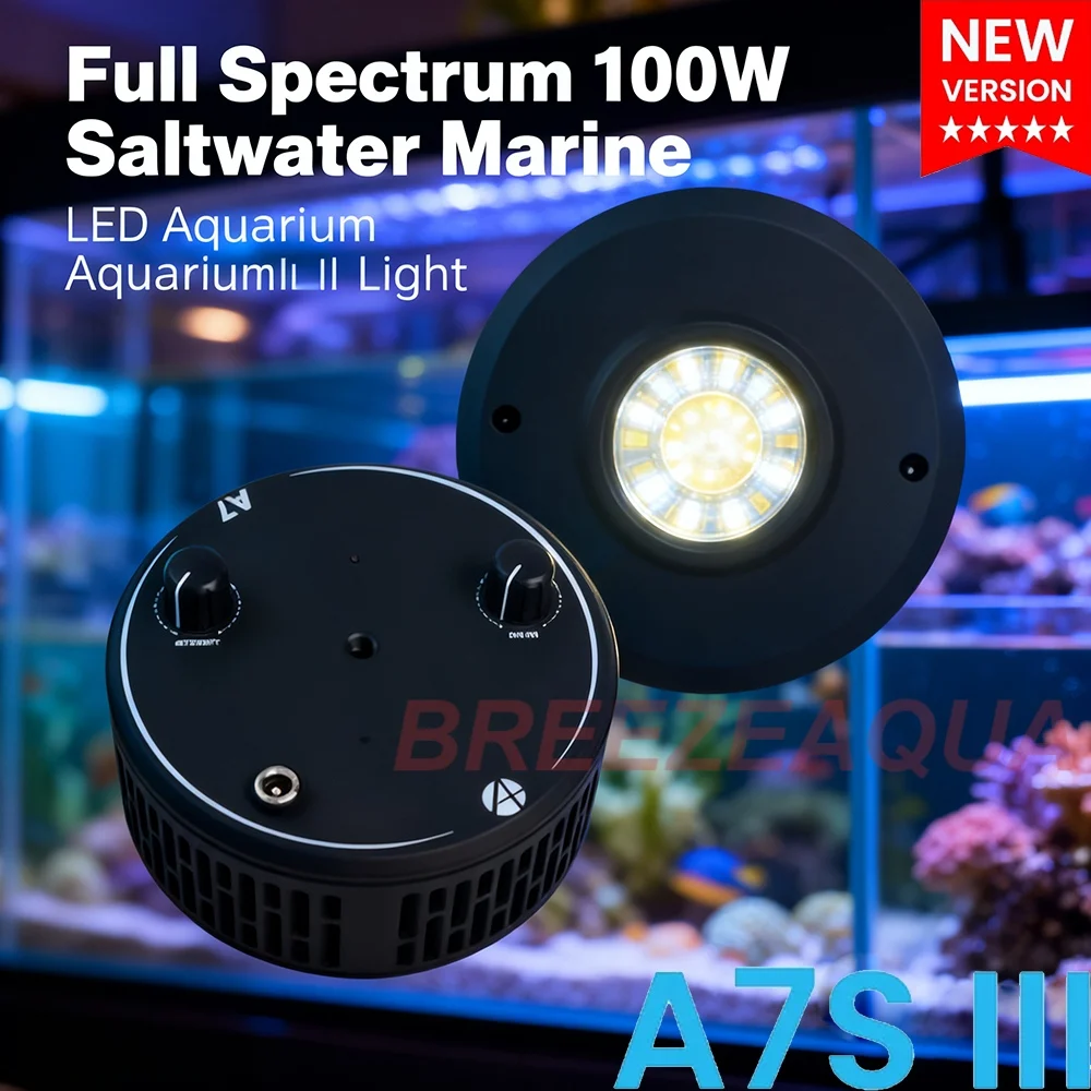 A7S III WiFi App Controllo telefonico Spettro completo 100W Luce per acquario a LED marino per acqua salata per acquario di barriera corallina