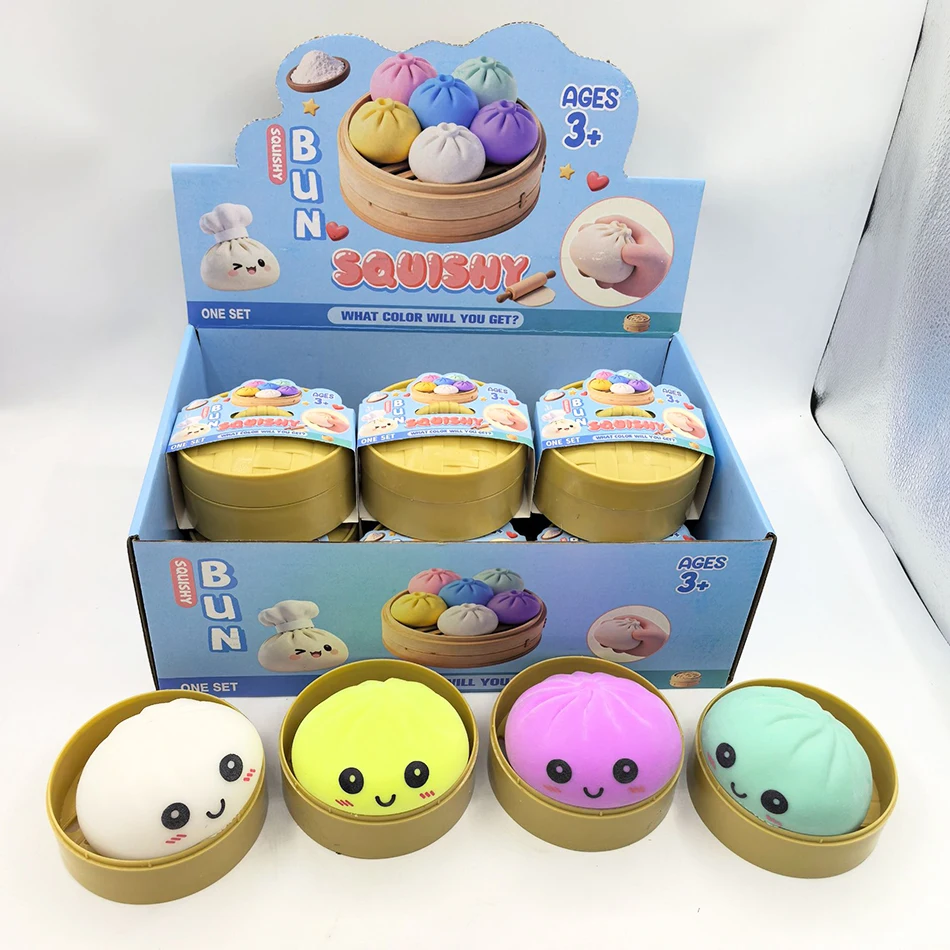 Jouet anti-stress réutilisable et rebondissant en forme de dumpling coloré, pour soulager l