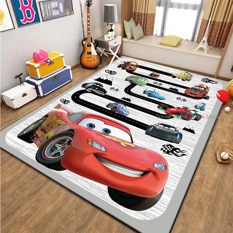 Cars McQueen Autobahn-Teppich, Autoteppich, Bodenteppich, Kinderzimmer-Läufer, Kinderzimmer-Teppich, Spielteppich