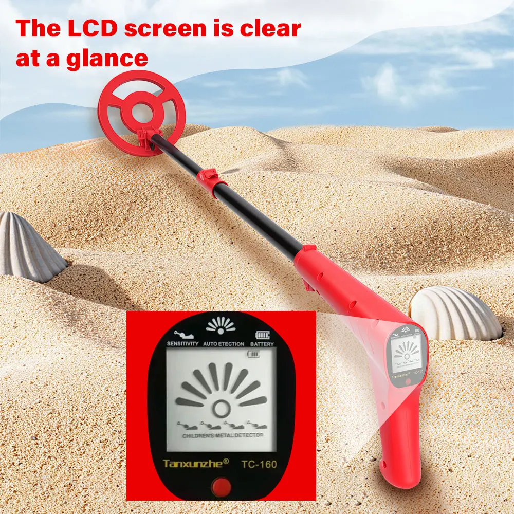 Verstellbarer Kinder-Metalldetektor 27,5"-37,8" Leichtgewicht 6,5" Suchspule mit LCD-Display für Anfänger-Schatzsuche Image