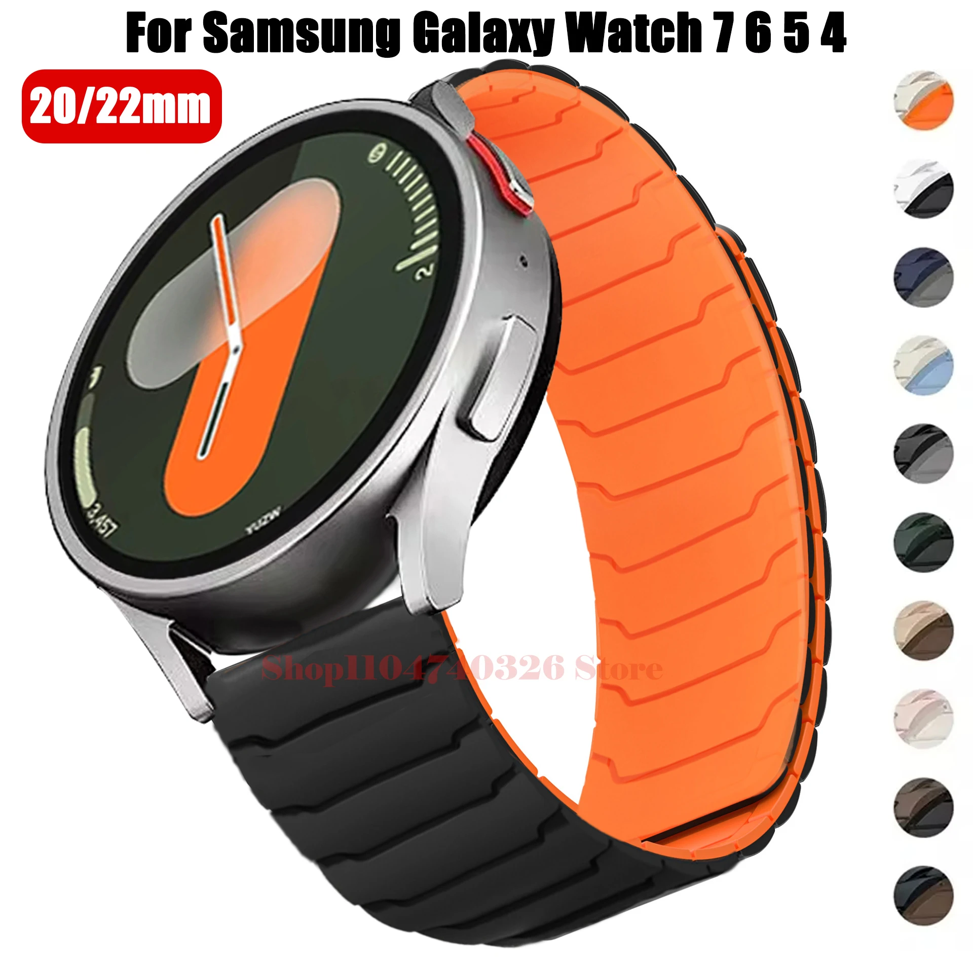 20mm 22mm Sportarmband für Samsung Galaxy Watch 7 6 5 4 Classic/Gear 3 Magnetisches Silikonarmband für Huawei Watch GT5 GT4 Band Image