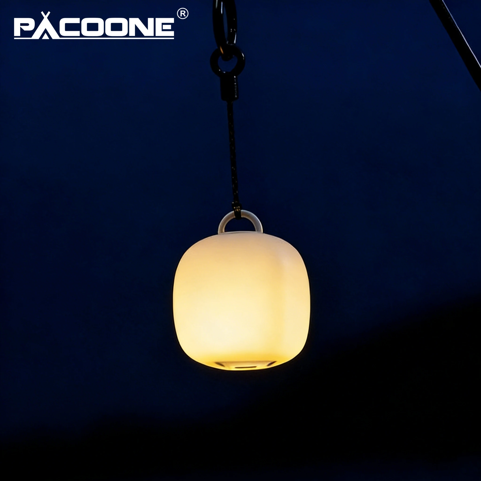 PACOONE Niedliche eiförmige Campinglampe aus Silikon, wiederaufladbar, USB-LED, tragbare Laterne, weiche Umgebungslampe für Outdoor-Reisezelte