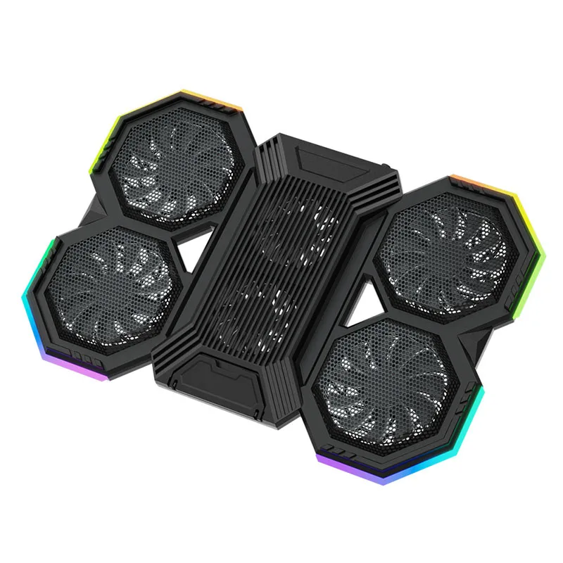 F12 Gaming Laptop Kühler Pad Sechs Lüfter 15,6 Zoll verstellbarer Notebook-Ständer RGB Schnelle Wärmeableitung mit 2 USB-Anschlüssen Image