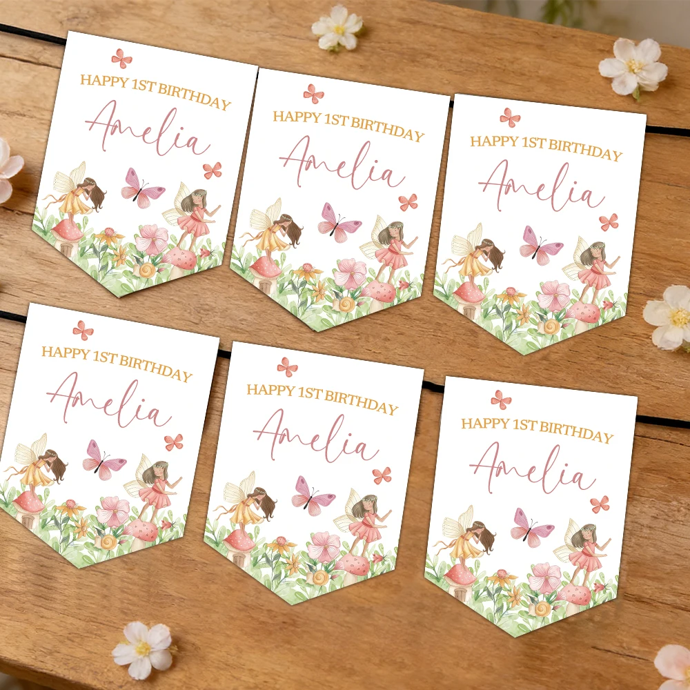 8/15/22 Stück personalisierte Feen-Themen-Partybanner, Blumenfeen-Banner, Feen-Geburtstagsparty für Märchenwunderland Image