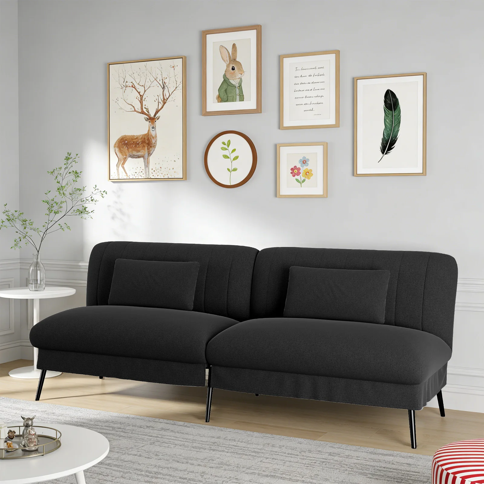 COMHOMA Klappbares Schlafsofa mit Schlaffunktion - 2-in-1 Couch, Multifunktionales Schlafsofa mit Großer Liegefläche