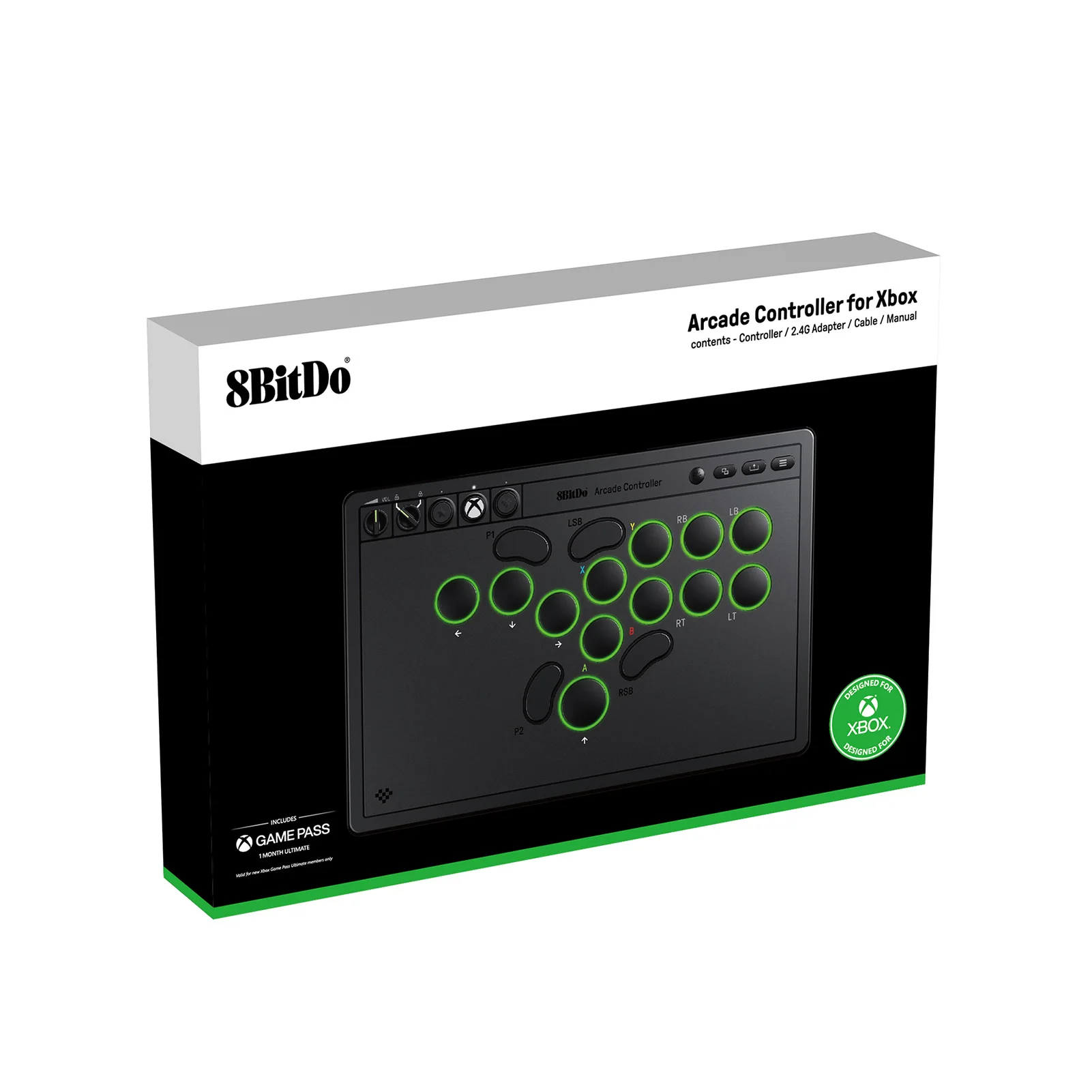8BitDo All-Button Arcade-Controller für Xbox Series X/S, Xbox One & PC, Windows, kabellos, Hot-Swap-fähige Platine, RGB-Beleuchtung Image