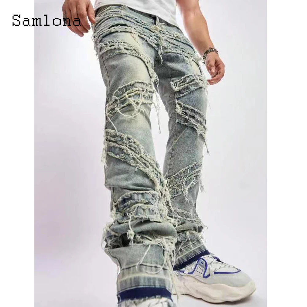 2025 männer Stehen Tasche Casual Denim Hosen Gerade Bein Quaste Zerrissene Jean Hosen Plus Größe Mens Fashion Hip Hop Jogginghose neue