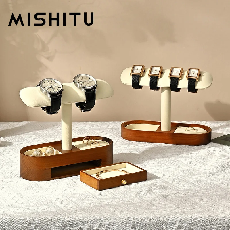 MISHITU Multifunktionale Uhr Display Lagerung Rack Neue Massivholz Armbanduhr Lagerung Rack Armband Schmuck Display-ständer Requisiten Image