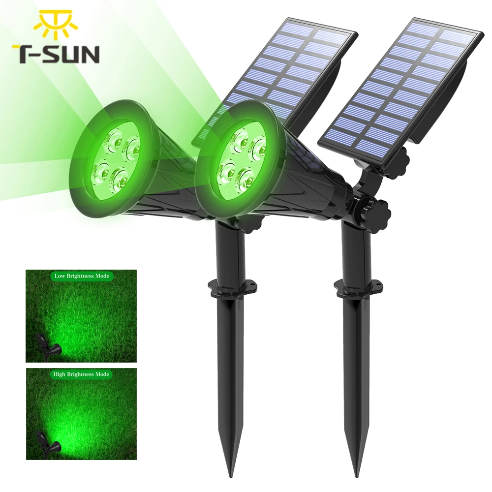 T-SONNE 1/2/4 Packs Grün Led Solar Lichter Solar Scheinwerfer Wasserdichte Solar Wand Licht Solar Garten Licht Solar Lampe outdoot