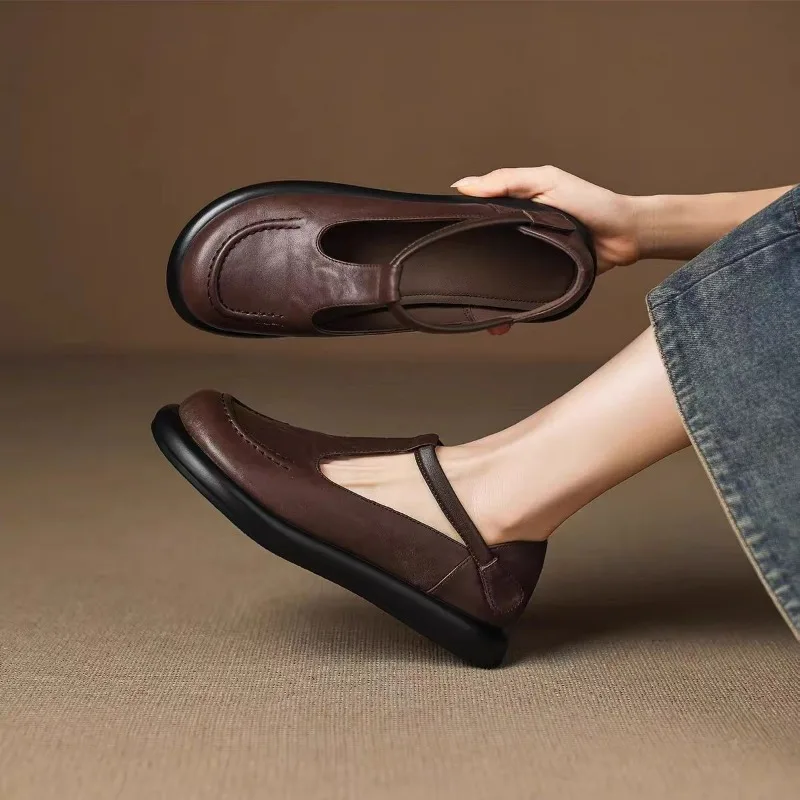 Damen Mary Janes – Neue, bequeme Schuhe mit weicher Sohle und Schnallenriemen – Elegante Damen-Freizeitschuhe aus Leder