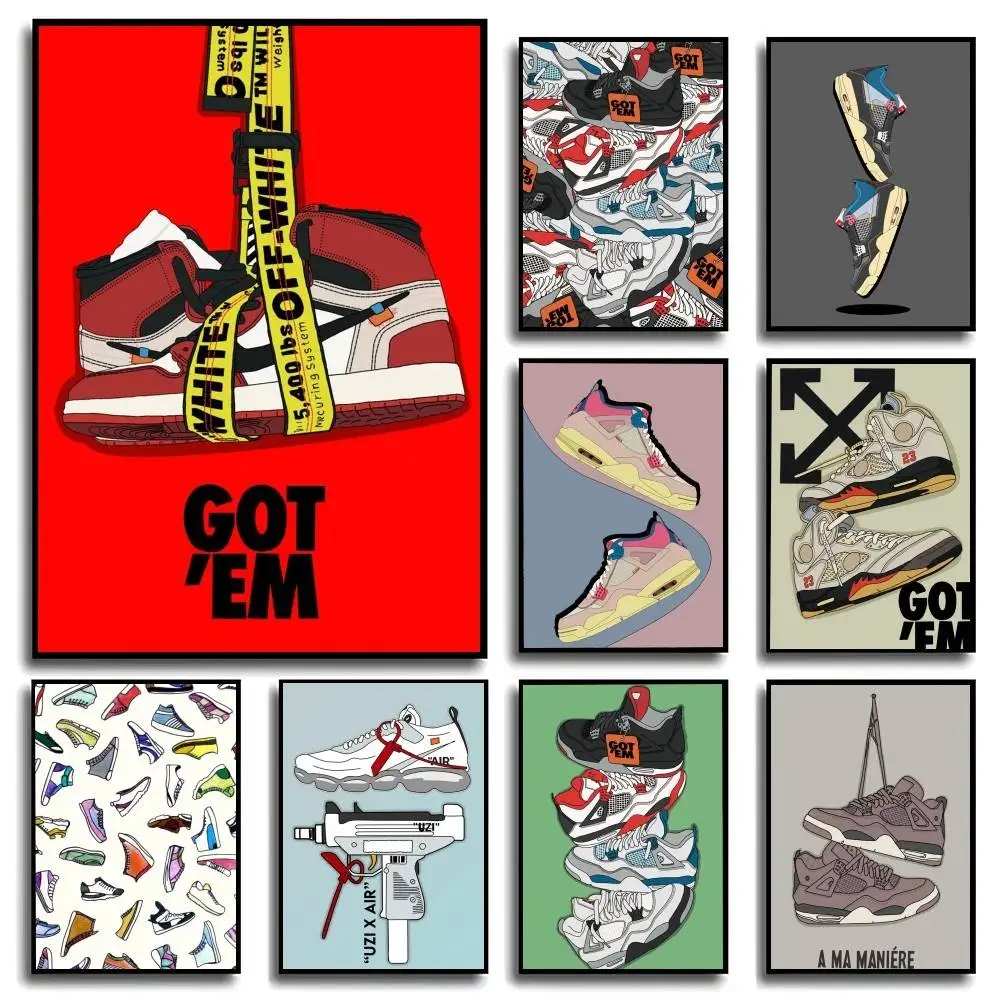 Sportschuhe-Poster, Gemälde, Dekoration, Poster für Wohnzimmer, hochwertige Leinwand, Vintage-Stil, Gemälde, Wanddekoration für Zuhause, Bild