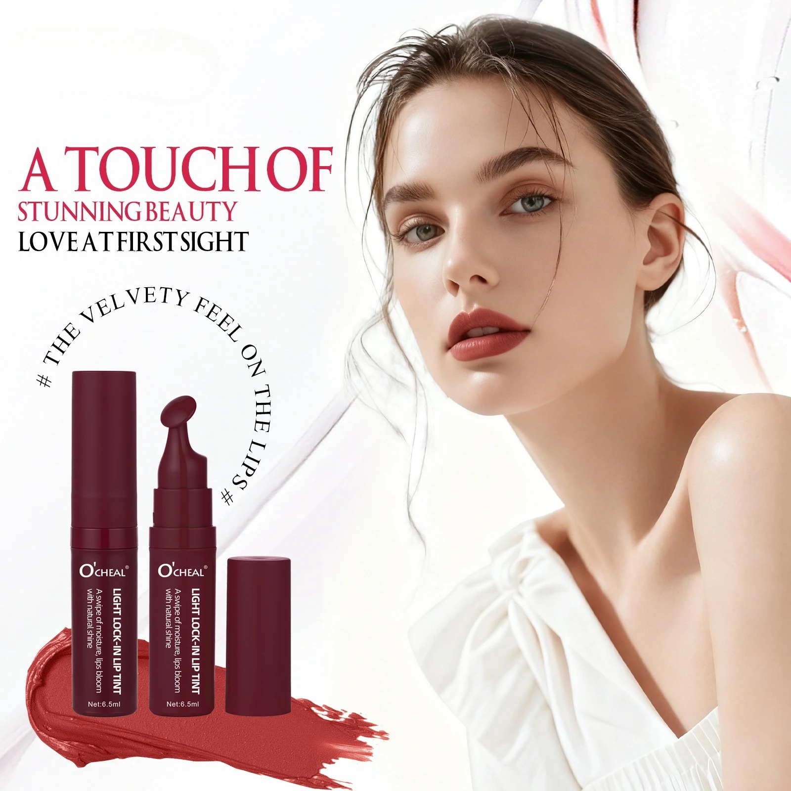 Bright Lock Color Lippenstift, langanhaltend ohne Ausbleichen, hinterlässt keine Spuren auf Tassen oder Lippen. Raffiniertes Lippenpinsel-Design für Make-up Image