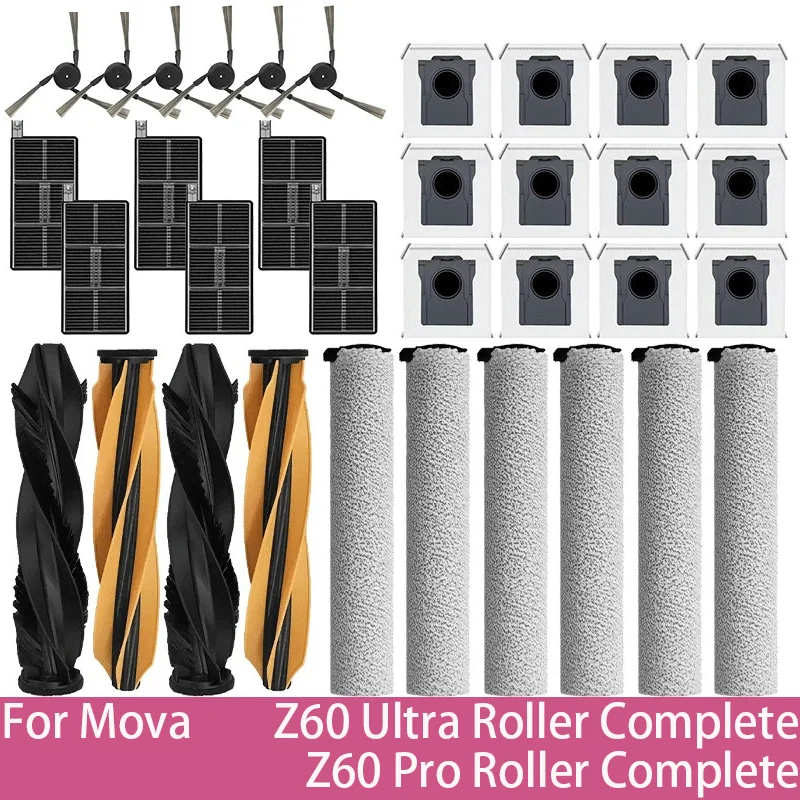 Für MOVA Z60 Ultra Roller Complete/ Z60 Ultra Roller SA Roller Roboterstaubsauger Teile Hauptbürste Seitenbürste Staubbeutel Filter Rolle Image