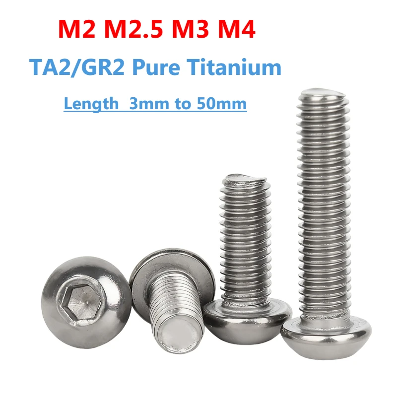 M2 M2,5 M3 M4 TA2 Titan GB6170 Flachkopf-Sechskantschraube Gr2 Rundkopfschraube aus reinem Titan, Länge 3 mm bis 50 mm Image
