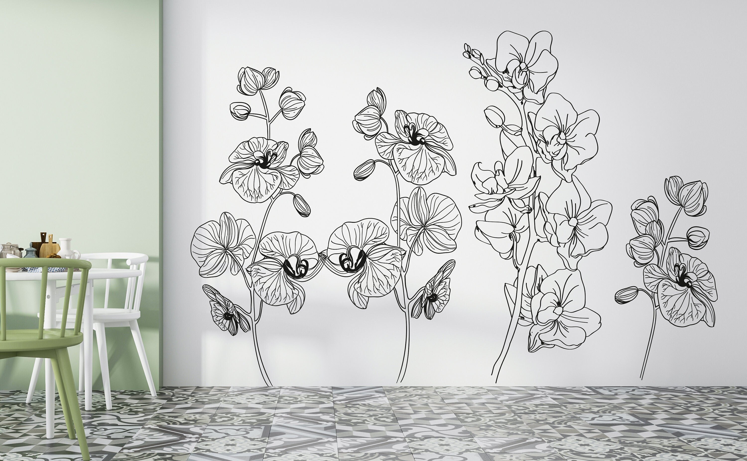 Decalcomania da muro fiori / Decalcomania da muro fiori / Decalcomanie da muro fiori / Decalcomania da muro peonie / Decalcomania da muro camomilla /