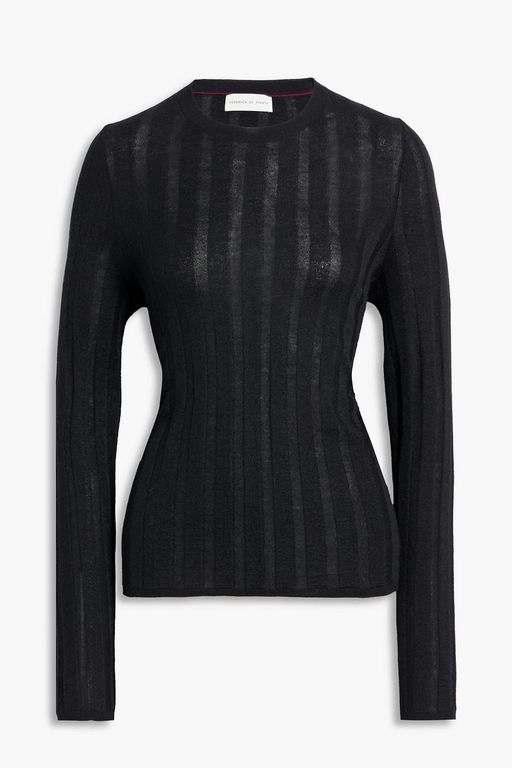 Maya Ribbed Cashmere Sweater - Black - Veronica de Piante Knitwear